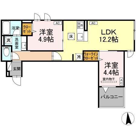 セレスティア荒川N(2LDK/1階)の間取り写真
