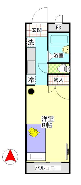SKマンション(1K/3階)の間取り写真