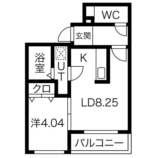ENCHANTEE医大前(1LDK/4階)の間取り写真