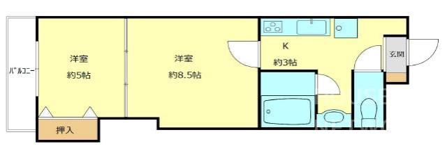 プレシャス御池(2K/10階)の間取り写真