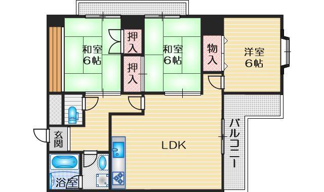 TAMATEマンション(3LDK/3階)の間取り写真