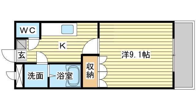 アビタシオン朝日(1K/1階)の間取り写真