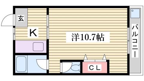 マンションカザミドリ(1K/3階)の間取り写真