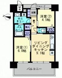 アルファステイツ中庄駅前III(2LDK/9階)の間取り写真