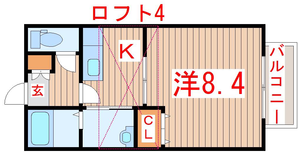 WISH伊在壱番館(1K/1階)の間取り写真