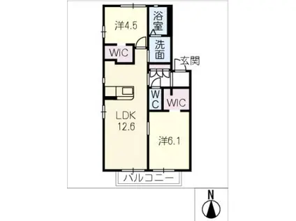 カサベルデB棟(2LDK/2階)の間取り写真