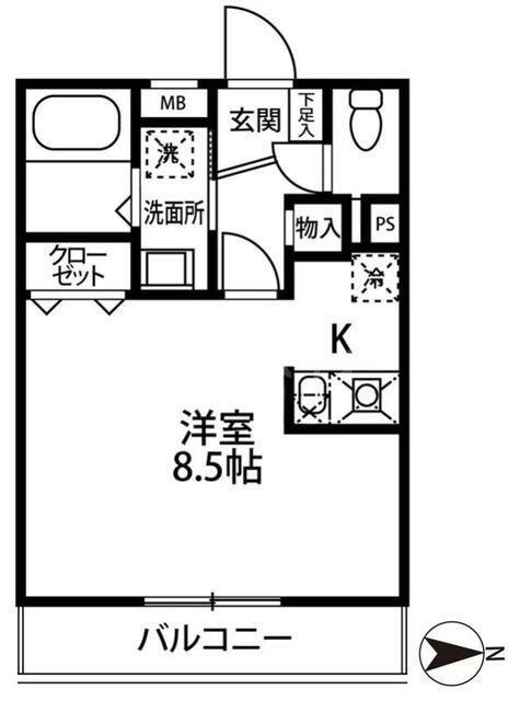 ミリアビタNO.10(ワンルーム/1階)の間取り写真