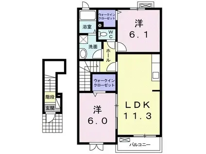 BELLT・S(2LDK/2階)の間取り写真