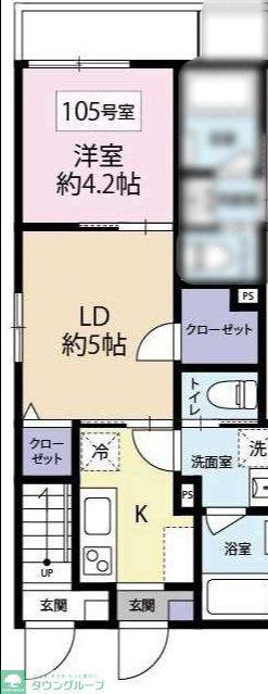 YS中野本町(1LDK/1階)の間取り写真