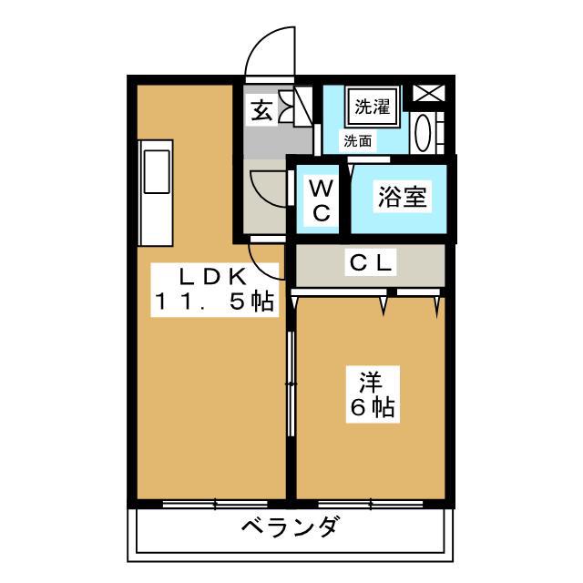 アスティオンII(1LDK/2階)の間取り写真