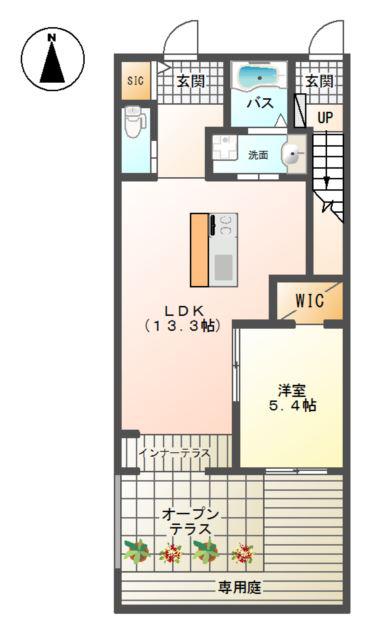 GRAND HARMONIE(1LDK/1階)の間取り写真