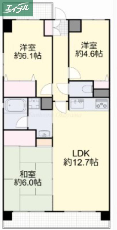 ル・サンク西市(3LDK/3階)の間取り写真