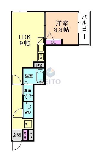 エムグレース豊中(1LDK/2階)の間取り写真