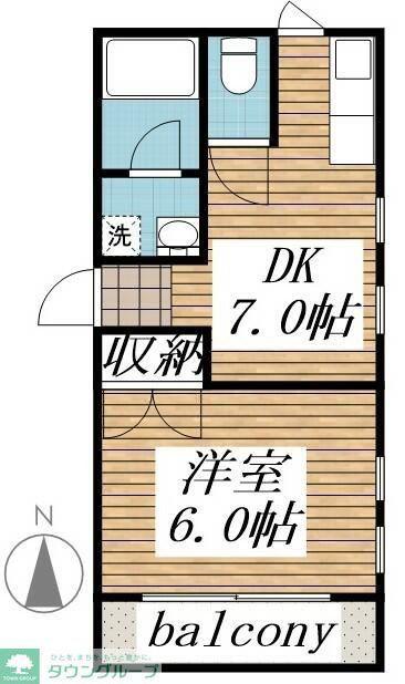 クレールメゾン(1DK/2階)の間取り写真