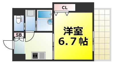 ＪＲ大阪環状線 芦原橋駅 徒歩8分 9階建 築19年(1K/4階)の間取り写真