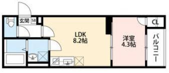 CIEL甲子園(1LDK/2階)の間取り写真