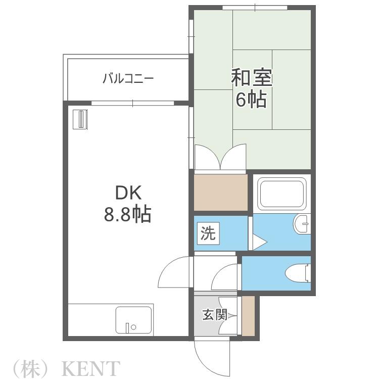 プレサント琴似1-3(1LDK/4階)の間取り写真