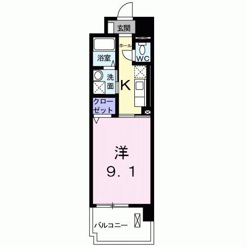 ネクサス千間台(1K/2階)の間取り写真