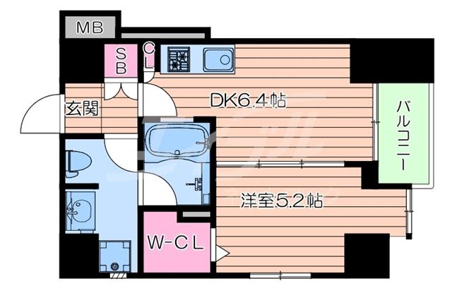 プレサンスNEO中之島公園(1DK/10階)の間取り写真