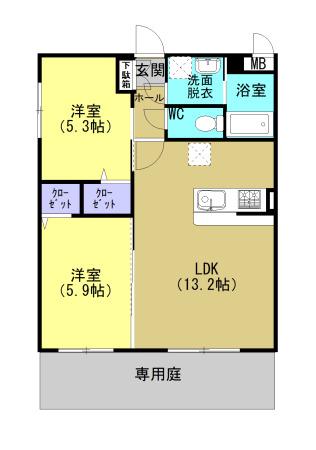 MURIII(2LDK/2階)の間取り写真