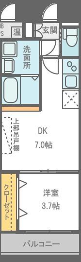 メルベージュ千林大宮(1DK/2階)の間取り写真
