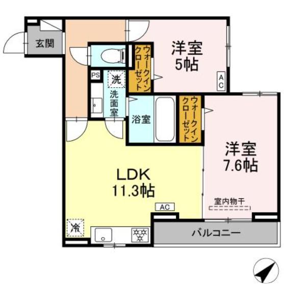 D PAINA 菅A(2LDK/2階)の間取り写真