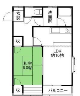 南町山岸ハイツ 1(1LDK/2階)の間取り写真