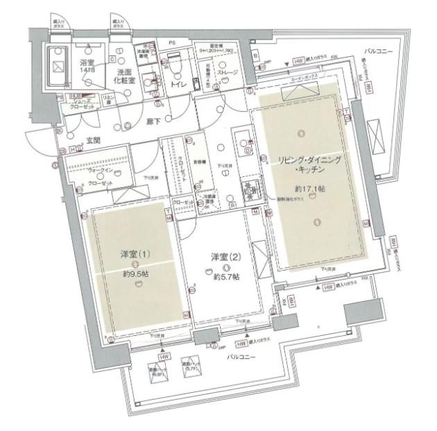 ロイヤルシーズン麻布永坂(2LDK/8階)の間取り写真