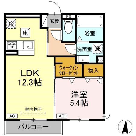 D-HILLS中田町(1LDK/1階)の間取り写真