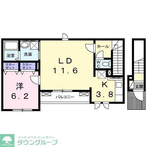 リュウ ドゥ デタント(1LDK/2階)の間取り写真