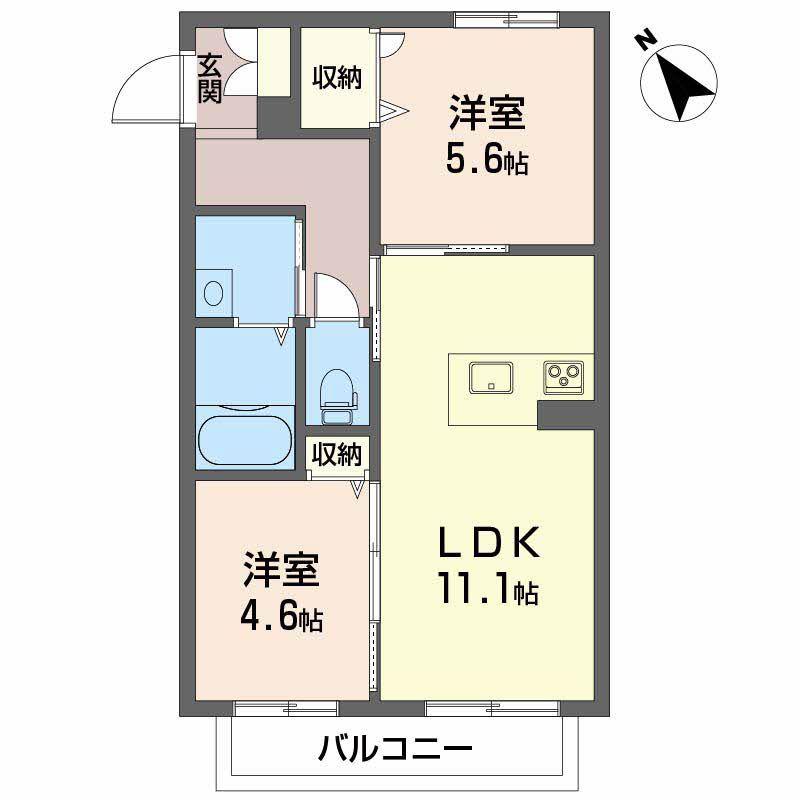 シャーメゾンルシエール(2LDK/2階)の間取り写真