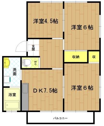 カーサ宮前(2LDK/2階)の間取り写真