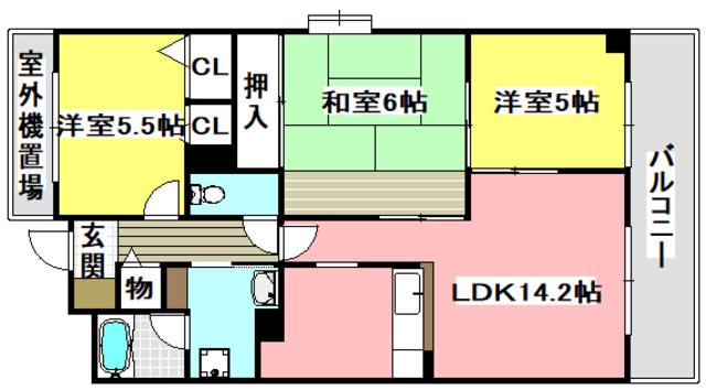 ジャルダン平田(3LDK/3階)の間取り写真