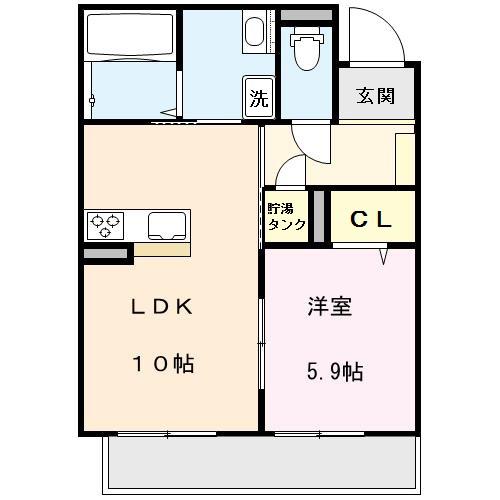 カーサピアチェボーレI(1LDK/2階)の間取り写真