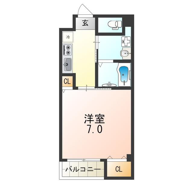 グランドール北巽(1K/3階)の間取り写真