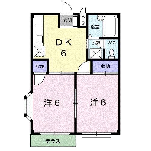 深堀ハイツ(2DK/1階)の間取り写真