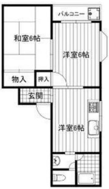 デイルーチェ鶴町(2DK/4階)の間取り写真