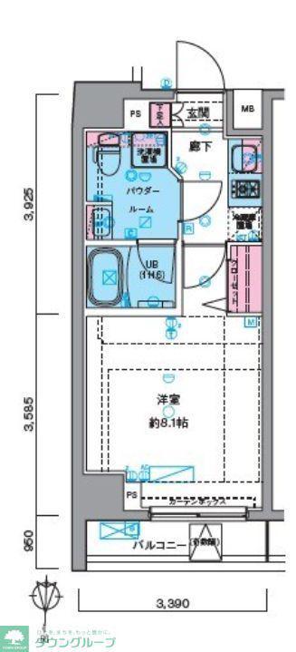 GENOVIA東中野SKYGARDEN(1K/7階)の間取り写真
