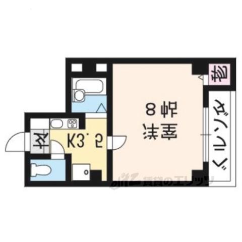ヴィル・ヌーブMASUDA(1K/3階)の間取り写真
