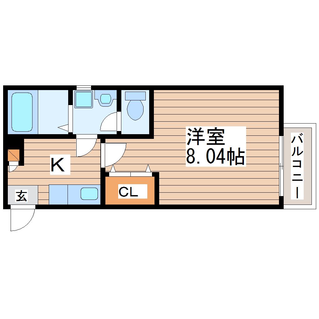 クレフラスト原ノ町(1K/2階)の間取り写真