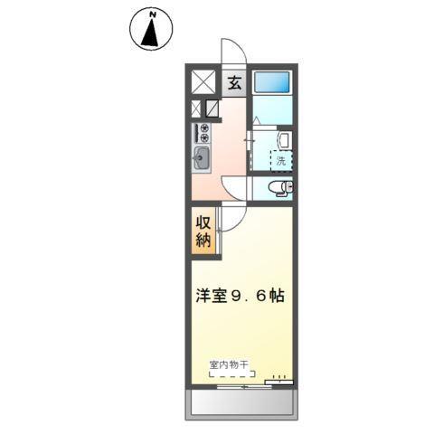 DEEDEE山の手(1K/2階)の間取り写真