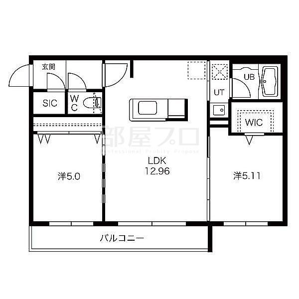 アレグリア琴似グランアーク(2LDK/4階)の間取り写真