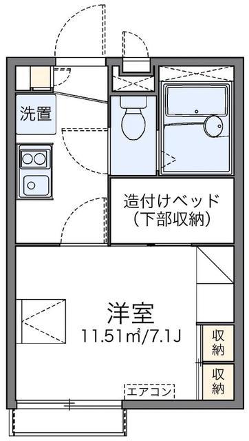 レオパレス多摩ハッピーランド(1K/2階)の間取り写真