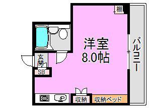 グローリア高井田(ワンルーム/3階)の間取り写真
