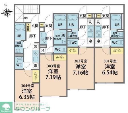 カインドネス愛甲石田(1K/1階)の間取り写真