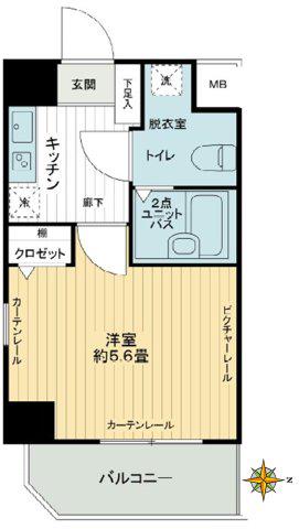 クレアシオン後楽園(1K/4階)の間取り写真