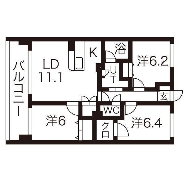 アビタシオンみなみ(3LDK/6階)の間取り写真