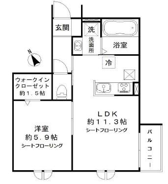 メゾン・ド・リジェール(1LDK/1階)の間取り写真