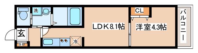 ALEGRIA高速長田(1LDK/3階)の間取り写真