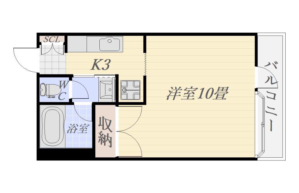 ブランドール下荒田(ワンルーム/2階)の間取り写真